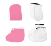 LRXIYODE 4 Pares Mascarilla Para Manos y Pies Exfoliante Hidratante De Guantes Para Spa De Pies Guantes Para Cuidado De Manos y Baño De Cera