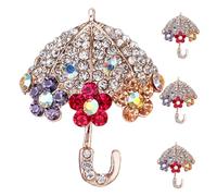 LRXIYODE 4 piezas Broche de Paraguas con Brillante de Pin para Solapa de Traje Accesorio Ligero para Ropa Sombreros y Bolsos Diseño Elegante y