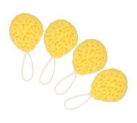 LRXIYODE 4 Piezas Esponjas de Baño Honeycomb Amarillas Esponjas Suaves para Ducha Exfoliantes Naturales y Reutilizables Limpieza Higiénica y Fácil Secado para Hombres y Mujeres