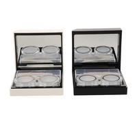 LRXIYODE 4 Piezas Estuche Compacto para Lentillas con Textura Antideslizante Doble Compartimento y Espejo Resistente Fugas para Viaje y Uso Diario