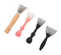 LRXIYODE 4 Piezas Herramienta Limpiadora de Cepillos de Pelo Mini Peine y Rastrillo Metálico para Mantenimiento Rápido Compacto para Uso Doméstico y Viajes Protege la Integridad del Cepillo