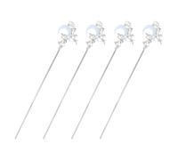 LRXIYODE 4 Piezas horquilla de luna accesorios para el cabello hanfu accesorios chinos para el cabello pinza de pelo chino hair pin stick hecho a mano hair bun stick Silver