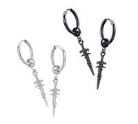 LRXIYODE 4 piezas Pendientes Hip Hop Clip y para Hombre y Mujer de Negro y Plateado Accesorios de Moda para Parejas