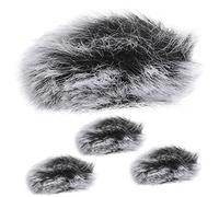 LRXIYODE 4 piezas Protector Micrófono Furry Antiviento Adaptable para Micrófonos de Solapa Gris Negro Reduce Ruido Viento y Bloquea Impurezas