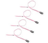 LRXIYODE 4piezas Peluca de Doble Coleta Extensiones Trenzadas Clip Cabello Sintético Texturizado Trenzas Naturales para Niñas Uso Casual Fiestas Deportivas Longitud Larga Color Rosa