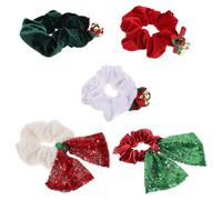 LRXIYODE 5 Piezas Coleteros Elásticos de Navidad con Campana y Lazo para Mujer y Niña Accesorios de Cabello con Lentejuelas Brillantes para Fiestas Festivas y Peinados de de Caballo