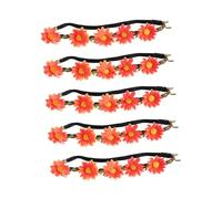 LRXIYODE 5 piezas Diadema Floral Hawaiana de Girasol Bohemia Artesanal Banda para Pelo Realista y Colorida para Fiestas Temáticas Playeras y Eventos Tropicales