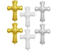 LRXIYODE 6 Globos de Aluminio Fácil de Usar en Forma de Cruz Tridimensional para Comunión y Bautizo para Comunión y Confirmaciones