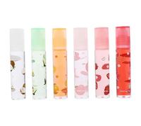 LRXIYODE 6 piezas Brillos Labiales con Fruta Hidratantes y Transparentes Bálsamos Protectores para Labios Suaves y Nutritivos Juego Portátil para Cuidado Diario