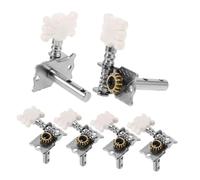LRXIYODE 6 piezas Clavijas de Afinación para Guitarra Acústica con Poste de Acero de Doble Diseño Abierto y Botón Blanco Perlado para Guitarra Española de Repuesto para Cuerdas