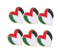LRXIYODE 6 piezas Pines de Solapa Metalizados con Bandera de Palestina Forma de Corazón Broches Duraderos para Ropa Sombreros y Bolsos Accesorios de Viaje y Souvenir Cultural