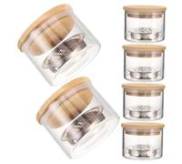 LRXIYODE 6 Piezas Vasos de Vidrio Grueso para Lavado de Pinceles de Uñas con Malla de Acero Inoxidable Soporte para Limpieza de Brochas de Gel Acrílico y Removedor de Polvo para Manicura