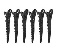 LRXIYODE 6 Pinzas Pelo de Mujer de Plástico Negro, Accesorios para Peluquería Profesional Superficie Lisa y Resistente al Óxido, Ideales para Peinar y Cortar el Cabello