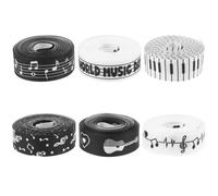 LRXIYODE 6 Rollos Cinta Musical Negra y Blanca Notas Musicales Impresas para Decoración de Bodas Envoltura de Regalos y Manualidades Temáticas