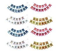 LRXIYODE 8 Juegos Birthday Banner Iridescent Metallic Happy Birthday Garland With Unique Fish Tail Pennants Lightweight Party Decoration For And Adults