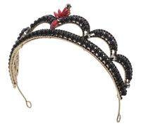 LRXIYODE Accesorio Retro de Boda para Novia Adorno de Cabello de Princesa Reina con Gemas de Imitación para Bodas y Fiestas Color Negro y Dorado Estándar