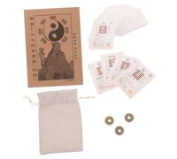 LRXIYODE Accesorios Feng Shui con Cartas Hexagramas y Libro de Adivinación Monedas Suerte Chinas para Divinación y Colección Cultural