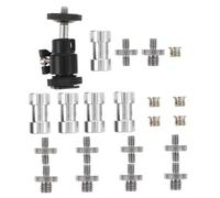 LRXIYODE Adaptador de Tornillo para Cámara 1/4-1/4 y 1/4-3/8 de Aleación Portátil con Soporte para Zapata Caliente y Bola Pequeña para Fotografía