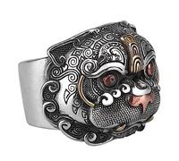 LRXIYODE Anillo Vintage Pi Yao de Cobre Punk, Anillo Étnico para Hombres y Mujeres, Accesorio de Salud y Riqueza, Joyería Feng Shui para Uso Diario, Talla 12