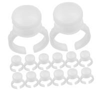 LRXIYODE Anillos de Pigmento para Tatuajes 200 Unidades Tamaño Mediano Soporte de Pegamento para Pestañas Profesional Portátil Uso en Salón y Hogar Material Pe Color Claro sin Divisiones