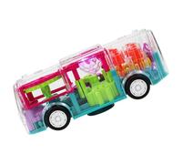 LRXIYODE Autobús Eléctrico de Juguete Transparente Engranajes, Luces Musicales y Movimiento Omnidireccional, Modelo Infantil Educativo, sin Batería (845)