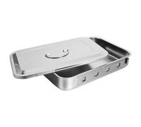 LRXIYODE Bandeja de Acero Inoxidable con Tapa y Asa Bandeja Esterilizable para Instrumentos Médicos y Laboratorio Organizador Seguro para Procedimientos Profesionales