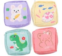 LRXIYODE Bolsas de Cosméticos Portátiles para Niñas Dibujos Animados 4 Unidades Flor Gato Perezoso Oso Abrazando Dinosaurio Floral Conejo Goloso Almacenamiento Multifunción para