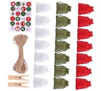 LRXIYODE Bolsas De Obsequio Navideñas Con Cordón y Etiquetas De Cierre Para Envolver Dulces De Bolsitas De Almacenamiento Para Calendario De Adviento Bolsas Con Clip y Cuerda