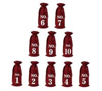 LRXIYODE Bolsas De Yute Para Vino 10 Unidades Numeradas Cordón Resistente Color Vino Tinto Para Fiestas Almacenamiento y Decoración Obsequio Original