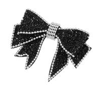 LRXIYODE Broche de Lazo Vintage para Mujer Gemas de Imitación, Accesorio de Pajarita Elegante para Camisa, Alfiler de Cuello Negro, Adecuado para Bodas, Fiestas y Uniformes Escolares