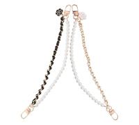 LRXIYODE Cadena para Teléfono Cuentas de Perla 2 Piezas, Correa Colgante Doble para Móvil y Taza, Diseño Trenzado Negro y, Accesorio Decorativo para Teléfono y Charm Elegante
