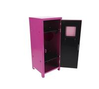 LRXIYODE Caja Organizadora de Maquillaje de Metal Pequeña con Tapa, Organizador de Tocador de Escritorio en Color Rosa Fucsia, Mini Armario Portátil para Guardar Cosméticos y Accesorios