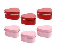 LRXIYODE Cajas de Hojalata con Forma de Corazón 6 Piezas, Cajas de Metal Mate Rojas y Rosas 60x59x27 Mm con Tapa Plana, Contenedores para Dulces, Joyas y Manualidades en San Valentín