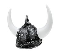 LRXIYODE Casco Vikingo Adulto De Plástico Ligero Con Cuernos De Buey Plateados, Adorno Para Fiesta De Carnaval y Disfraz Romano, Accesorio De Mascarada Para Hombre, Talla Única