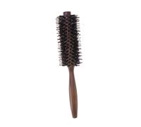LRXIYODE Cepillo de Peine Redondo para Peinar y Rizar el Cabello Cómodamente con Cerdas de Jabalí y Mango de Madera Marrón, Diseño Espiral y Agarre Ergonómico