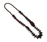 LRXIYODE Collar Bohemio con Cuentas de Madera Hecho Mano Diseño Geométrico Vintage Accesorio Étnico para Mujer Collar Ligero para Verano y Playa