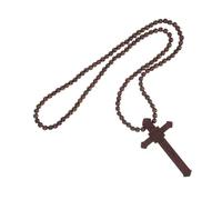 LRXIYODE Collar Cruz Madera Natural con Colgantes Religiosos para Oración y Meditación Diseño Hip-hop Unisex Ligero y Cómodo Joyería Bautismo y Regalo