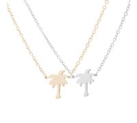 LRXIYODE Collar de Verano Colgante de Árbol Tropical, Acero Inoxidable, Set 2 Piezas Dorado y Plateado, Unisex, para Fiestas y Uso Diario, Resistente y Antidesgaste