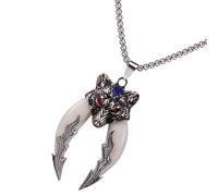 LRXIYODE Collar Masculino Colgante de Doble Diente Salvaje, Aleación Ligera y Resistente, Estilo Hip-hop, para Hombres, Uso Diario y Playa, Tamaño Pequeño