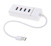 LRXIYODE Concentrador USB 30 de 4 Puertos ABS Adaptador Ultradelgado Transferencia Rápida de Datos Indicador LED Adecuado para Portátil y Expansión de Periféricos