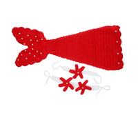 LRXIYODE Conjunto de Accesorios para Fotografía de Ñiño Sirenita Rojo de 3 Piezas en Hilo de Lana, Cómodo para Sesiones de Fotos y Disfraces de Fiesta