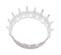 LRXIYODE Corona Barroca para Novia con Rhinestones Diadema de Reina Retro para Boda Accesorio de Pelo para Fiesta y Disfraz de Carnaval Tiara Real Plata con Cristales Rosa