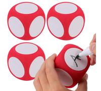 LRXIYODE Dados de Espuma Grandes Borrables 6 Cm Color Rojo, 4 Piezas DIY para Aula, Juegos y Fiestas, Dados Educativos Reutilizables y Ligeros para Escribir y Dibujar