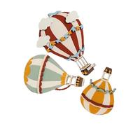 LRXIYODE Decoración de Pared Globos Aerostáticos de Madera Pintados a Mano, Set de 3 Piezas, Tamaño Mini, Adecuado para Habitaciones Infantiles, Guarderías y Eventos Temáticos