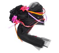 LRXIYODE Diadema Decorativa Negra Rosas Rojas y Velo de Tul para Halloween Accesorio de Cosplay Femenino Diadema de Actuación Elegante y Cómoda para Fiestas Temáticas