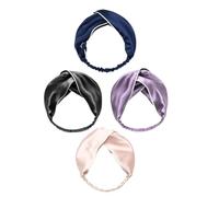 LRXIYODE Diademas De Seda Para Mujer 4 Unidades Vuelo Ancho Elásticas Ajustables Uso Múltiple Yoga Caminar Viajes Diadema Cruzada Para Cabello Corto Rizado