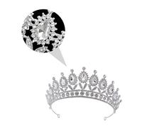 LRXIYODE Distintiva de Novia Plateada con Cristales Diadema Princesa para Bodas y Fiestas Accesorio de Cabello Elegante para Mujeres y Damas de Honor