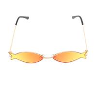 LRXIYODE Gafas de Sol Hawaianas Forma de Pez, Montura Metálica Dorada, Lentes Naranjas Polarizadas, Accesorio para Fiestas Playa y Fotomatón, Diseño Divertido y Ligero para Verano