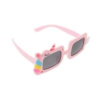 LRXIYODE Gafas de Sol Infantiles de Silicona Marco Cuadrado Rosa, Diseño de Unicornio de Dibujos Animados, Protección UV para Niñas, Accesorio para Fiestas y Exteriores, Obsequio