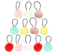 LRXIYODE Gomas Elásticas Pelo Pompones Esponjosos 12 Unidades Cintas Pelo Tipo Coleta Burdeos Accesorio Adecuado para Uso Diario y Peinados Modernos